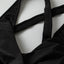 Black Crisscross Straps Tie Back Flared One Piece Swimsuit