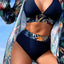 Carrot 3pcs Tropical Contrast Trim Halter Bikini Set with Cover up