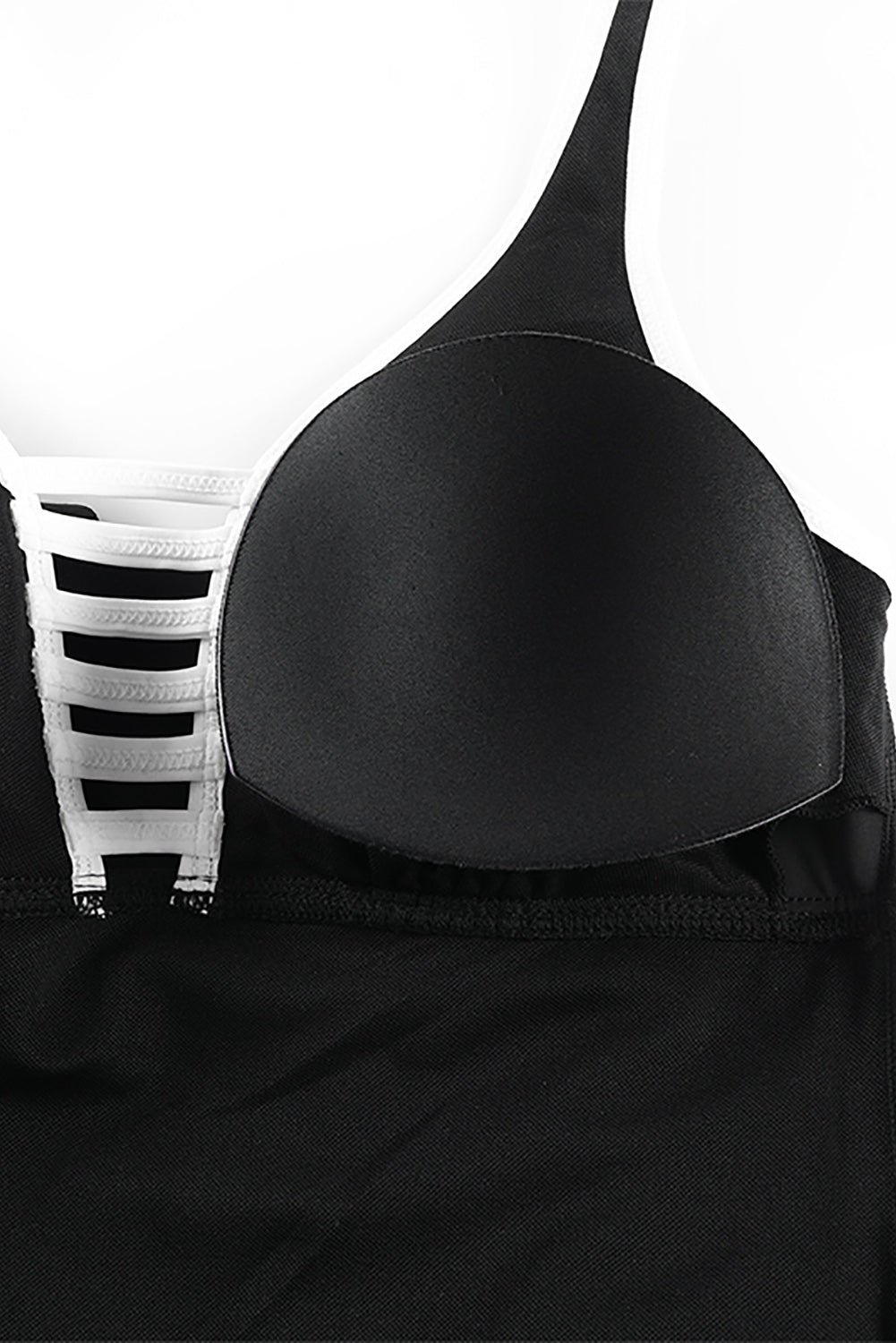 Black Strappy V Neck Side Split One-piece Swimdress