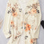 Apricot Floral Print Ribbed Knit Slim Fit Cardigan