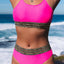 Rose Leopard Mesh Trim 2pcs Bikini Swimsuit
