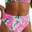 Rose Tropical Print Textured Bikini Bottoms